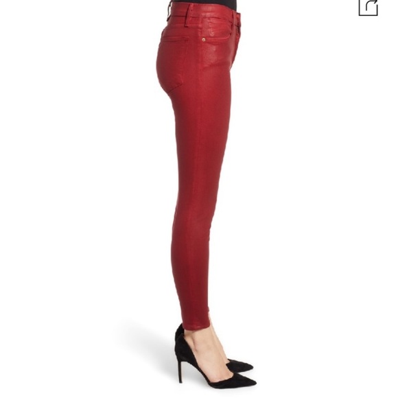 FRAME Le High waisted Skinny Jeans In Washed Red - Picture 4 of 13